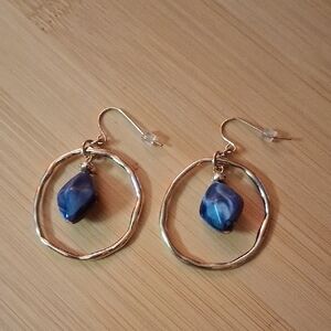 Elegant Blue and Gold Earrings